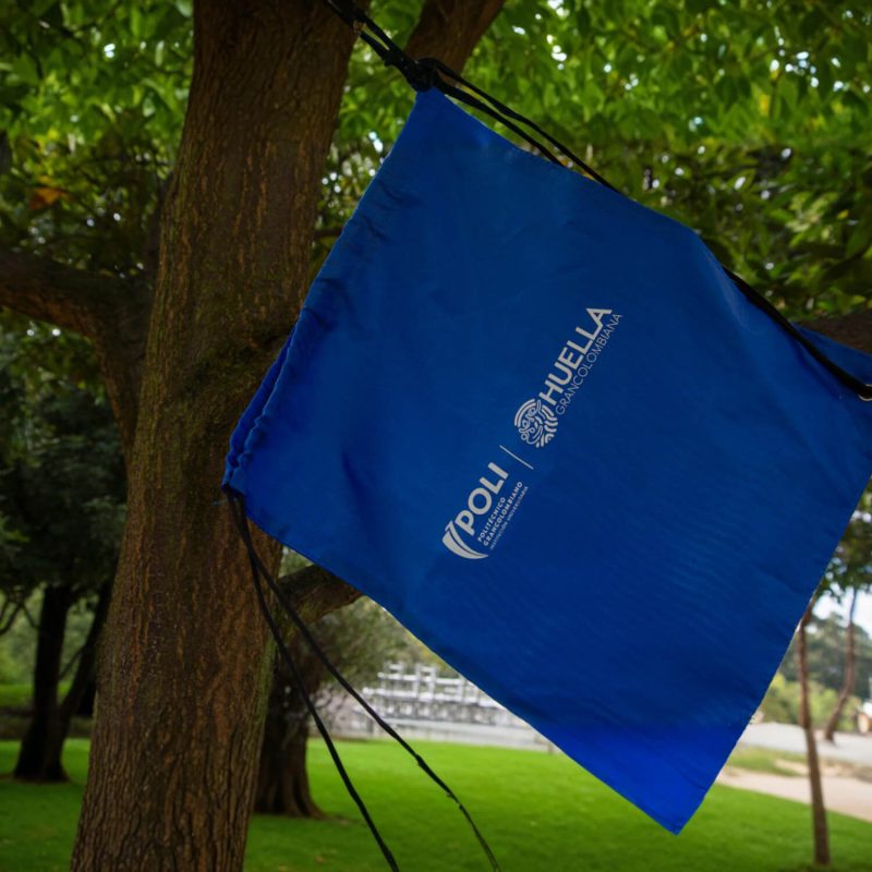 Tula azul con estampado de Huella