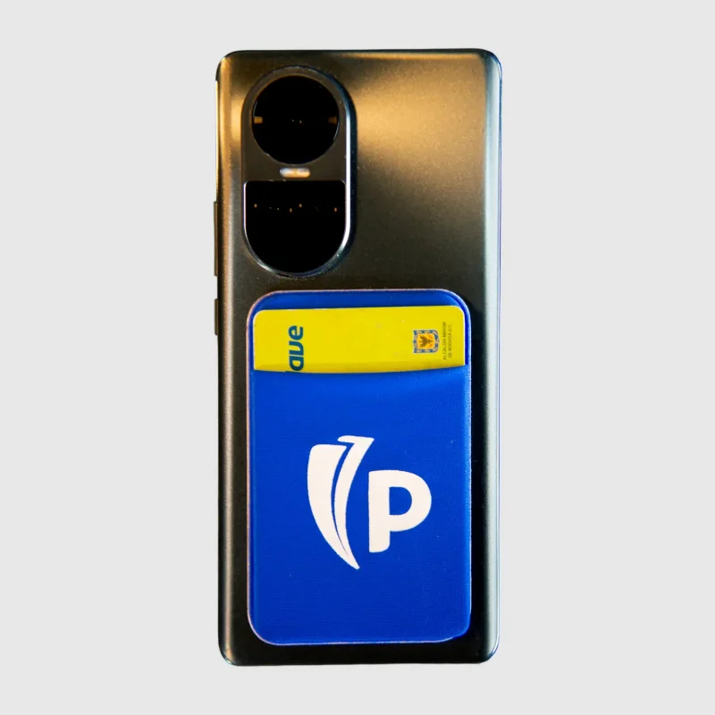 Porta tarjeta poli azul lycra