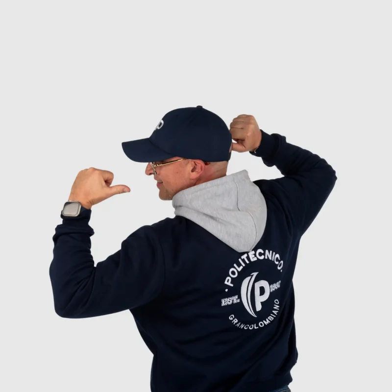 HOODIE CANGURO AZUL - CAPOTA GRIS