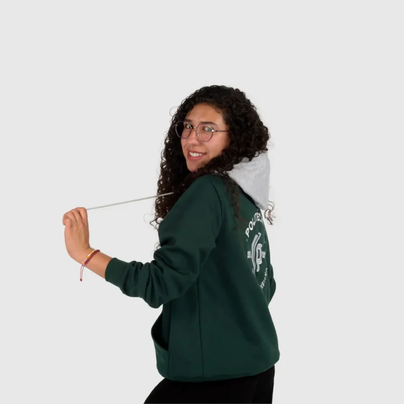 HOODIE CANGURO VERDE - CAPOTA GRIS
