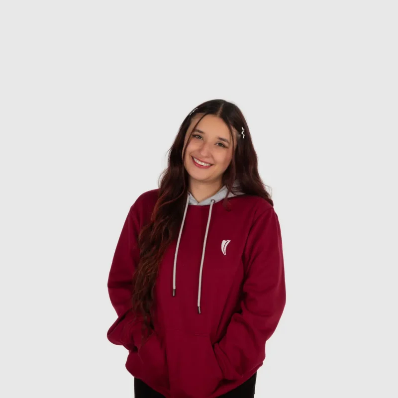 HOODIE CANGURO VINO TINTO - CAPOTA GRIS