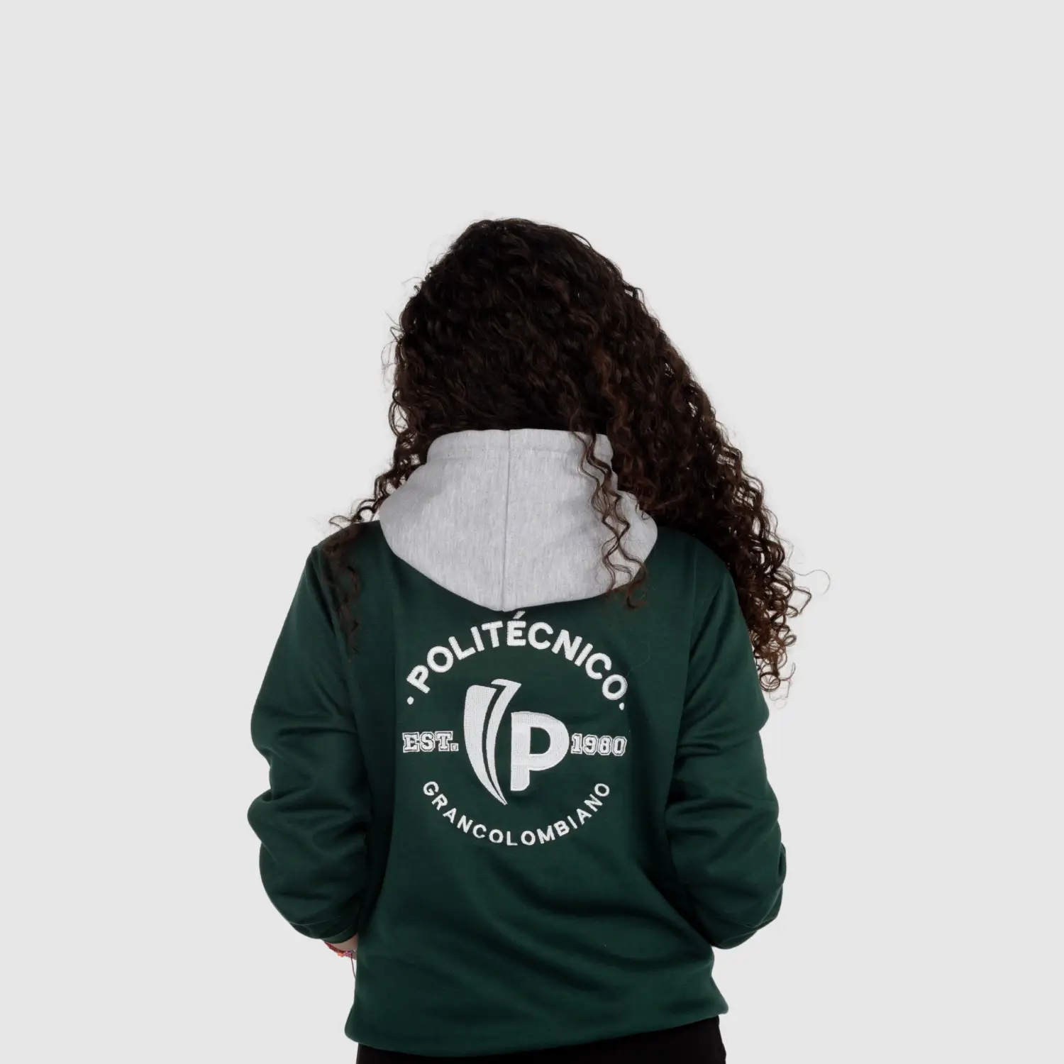 HOODIE CANGURO VERDE - CAPOTA GRIS - Imagen 4
