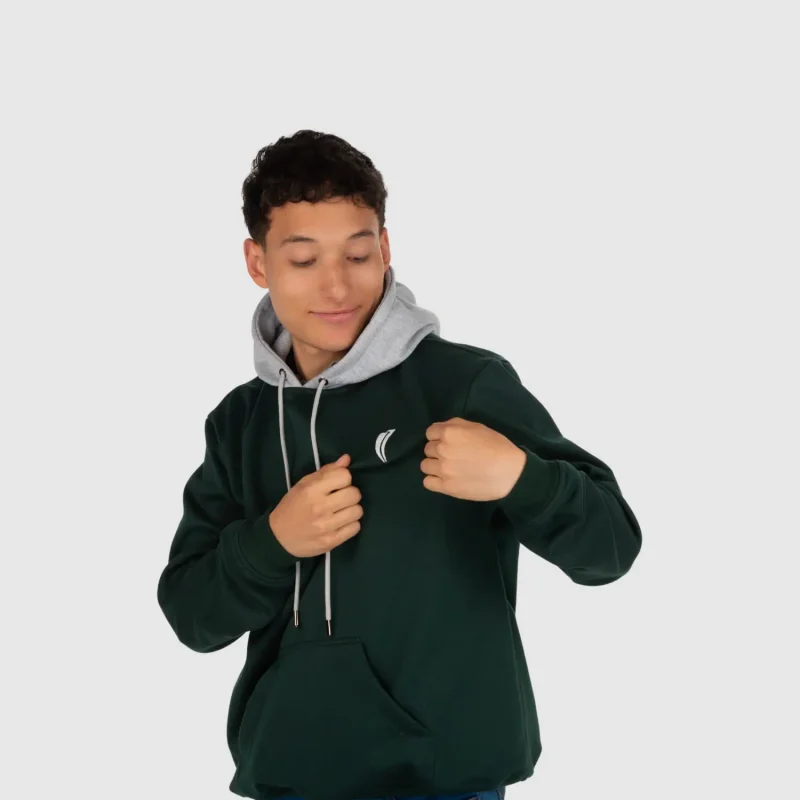 HOODIE CANGURO VERDE - CAPOTA GRIS